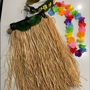 Halloween Costume - Hula Skirt w/Leaves, Headband and Lei
